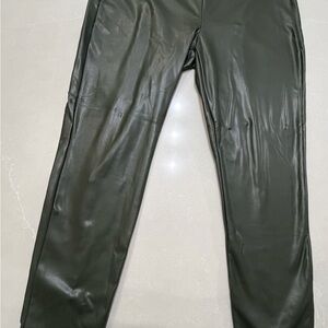LOFT Faux Leather Pants in Olive Green, large